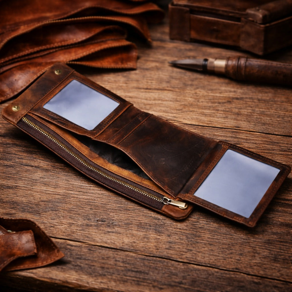Men's Cowhide Chain Wallet