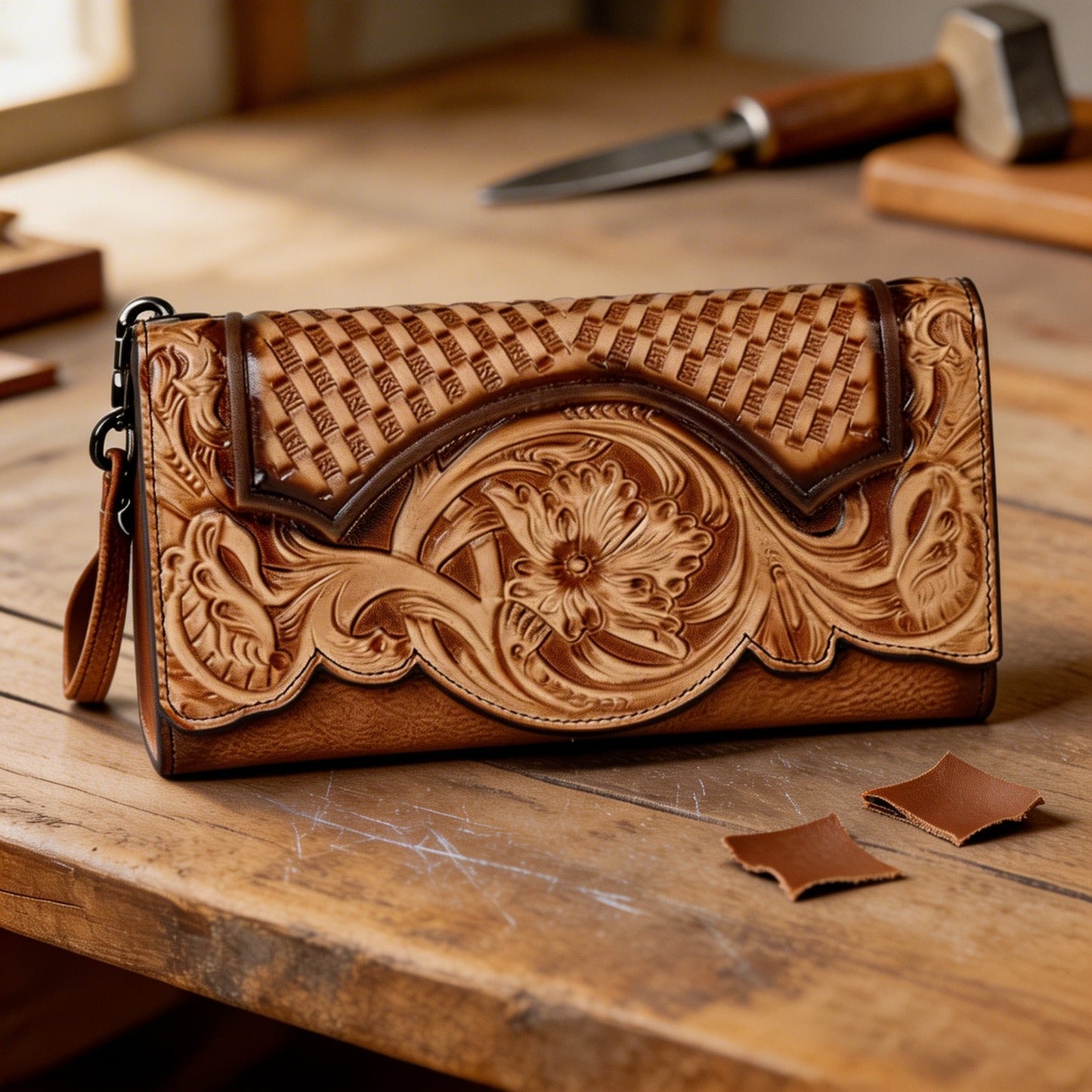 Floral Cowhide Wallet