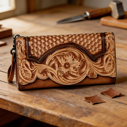 Floral Cowhide Wallet