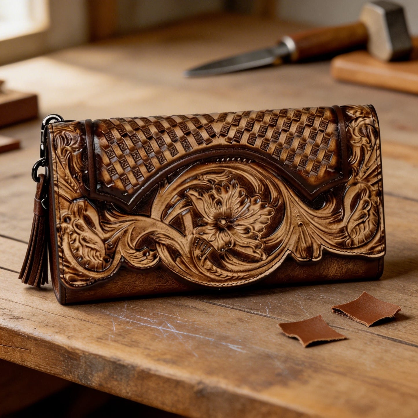 Floral Cowhide Wallet