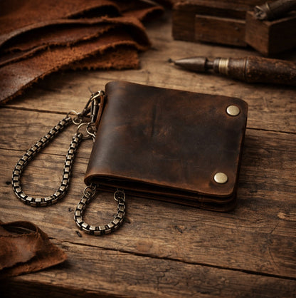 Men's Cowhide Chain Wallet